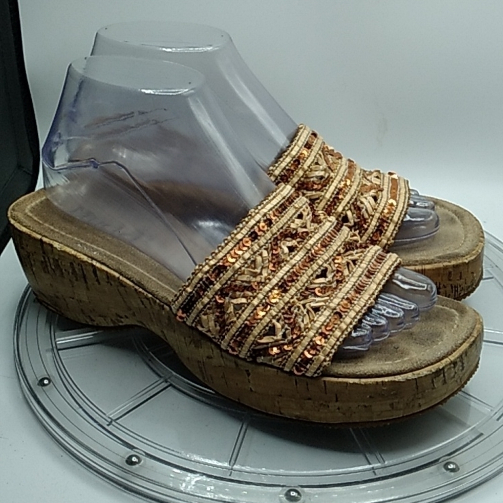 Vintage 1990s Y2K Mudd Wedge Sandals square toe chunky 8M